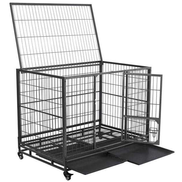Dog Crate with Wheels and Litter Pan H7081