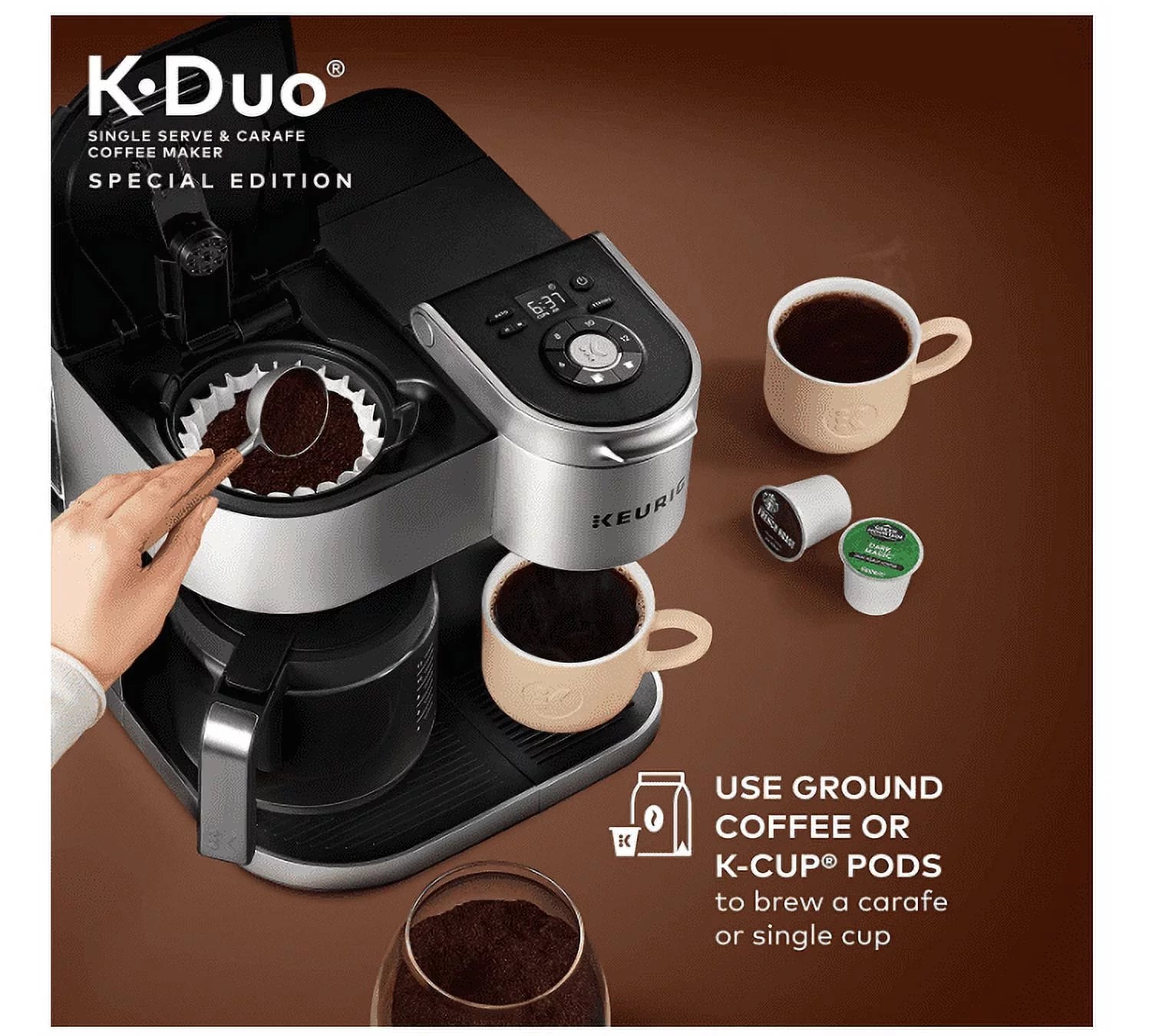 Single Serve and 12-Cup Drip Coffee Maker with K-Cup Pod Compatibility, Silver G8881