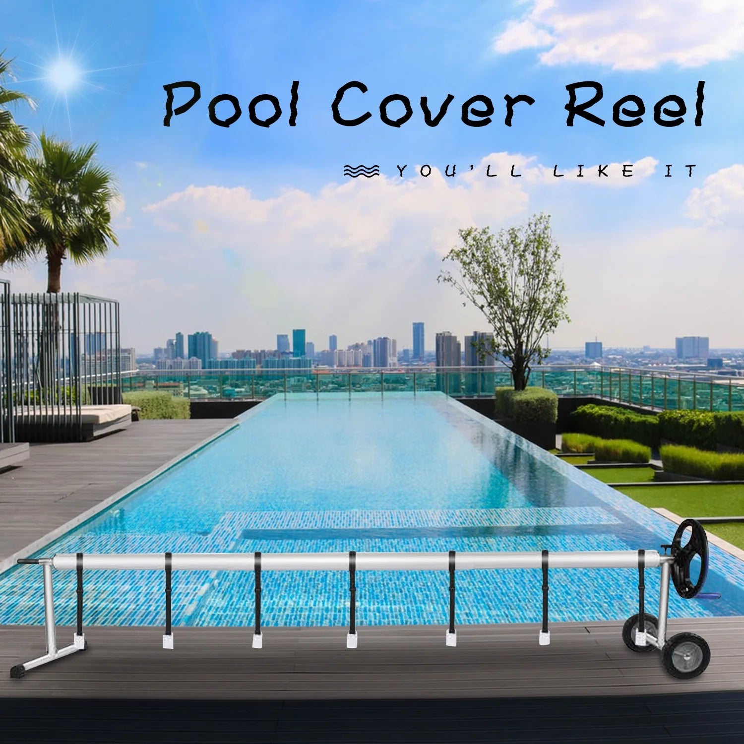 20 ft Aluminum Pool Cover Reel Set for Inground Swimming Pool E7000