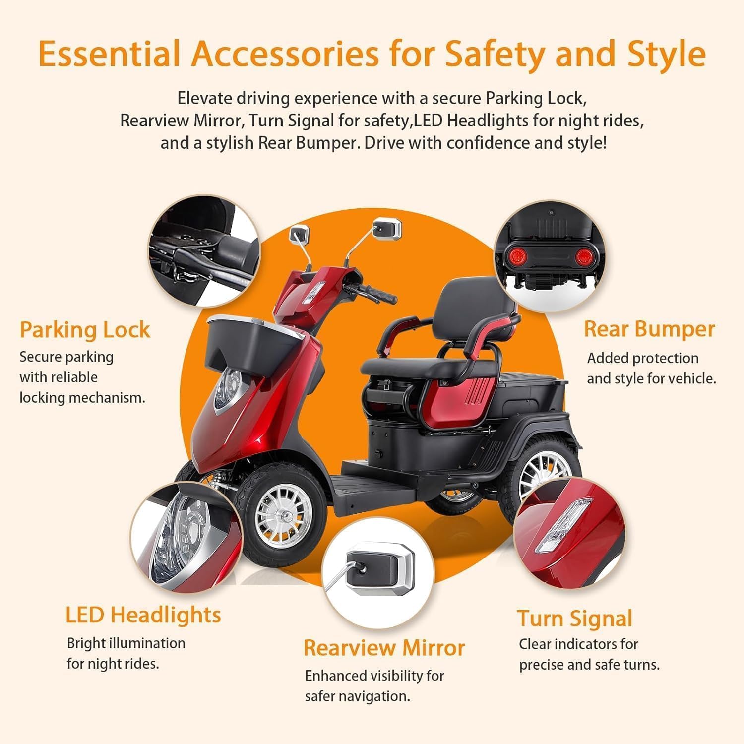 4 Wheel Mobility Scooter for Seniors, 500lbs Capacity, 36-Mile Range K276476