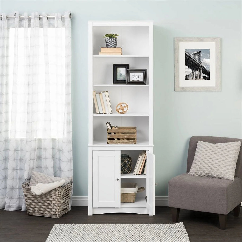 Tall 6 Shelf Bookcase with 2 Shaker Doors V882