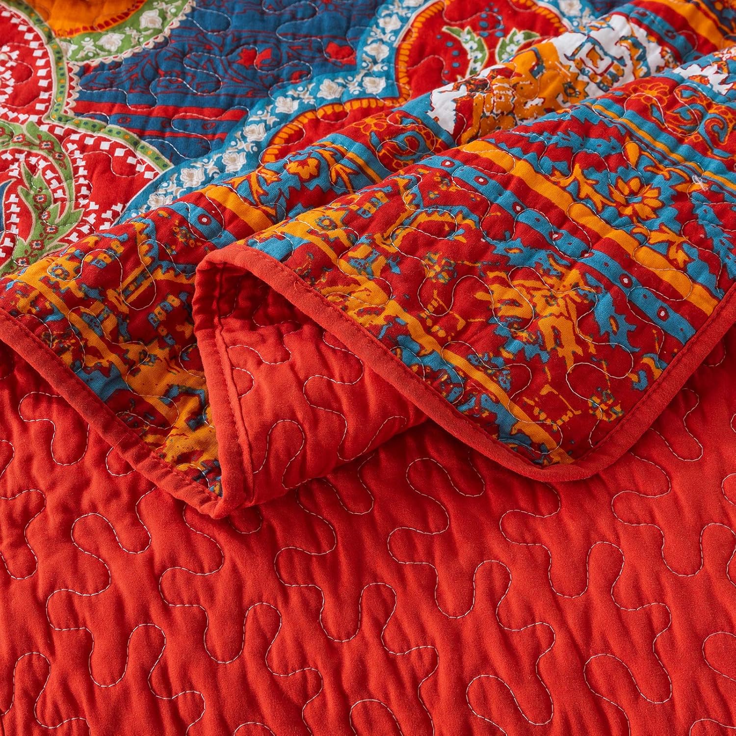 Reversible Cotton Patchwork Bedspread Set J628