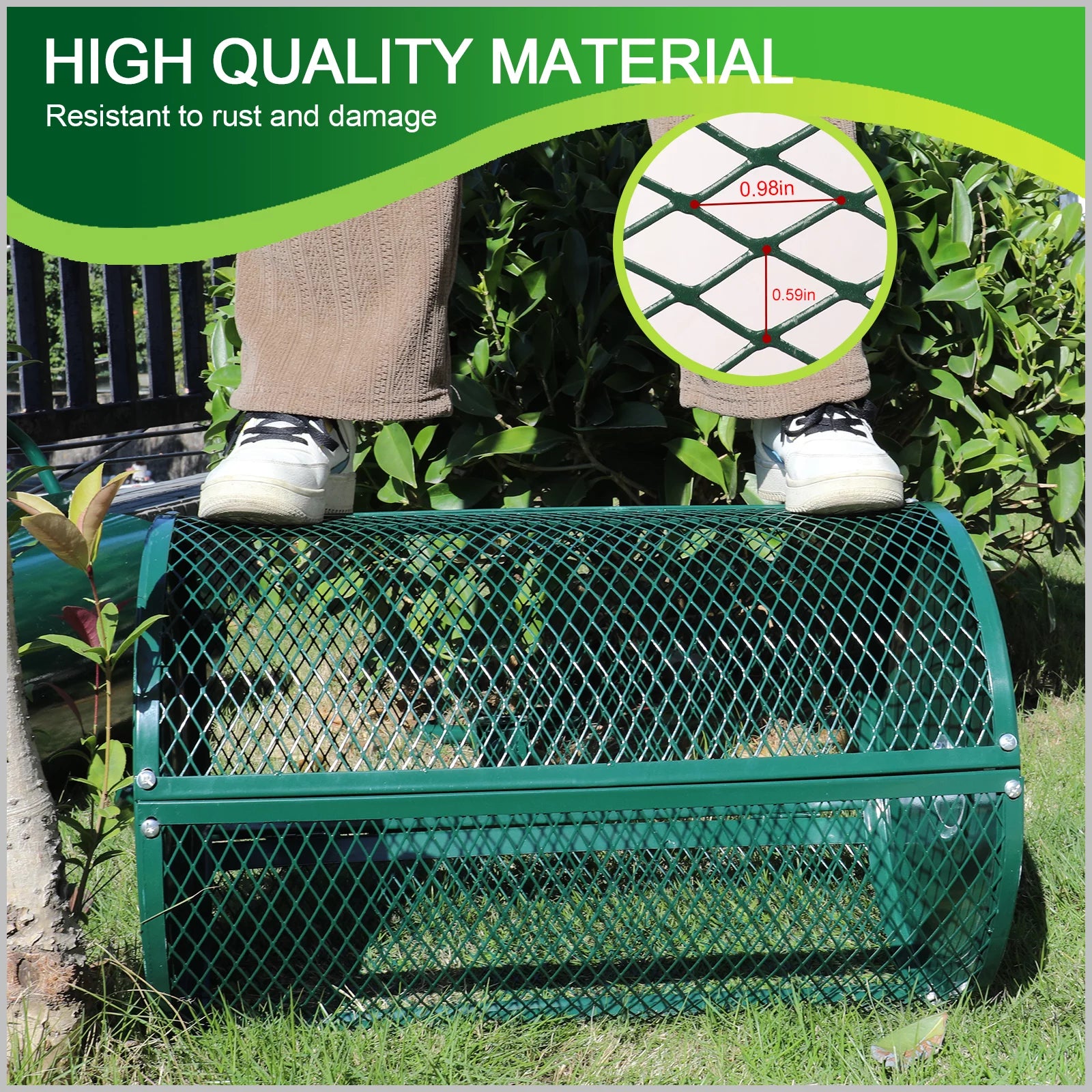 Compost Spreader with T-Shaped Handle for Lawn and Garden X795