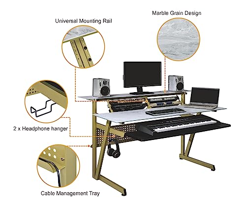 Tempered Glass Music Studio Workstation with 2 x 4U Rack B2706