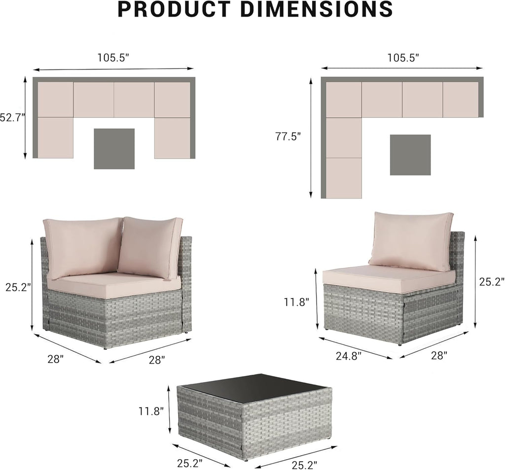 Outdoor Patio Conversation Set with PE Rattan Wicker Sofa and Coffee Table W198
