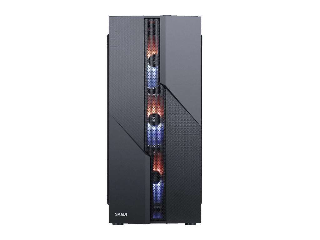 Black USB 3.0 Steel Tempered Glass ATX Mid Tower Gaming Computer Case with 4 x 120mm LED Fans K478587
