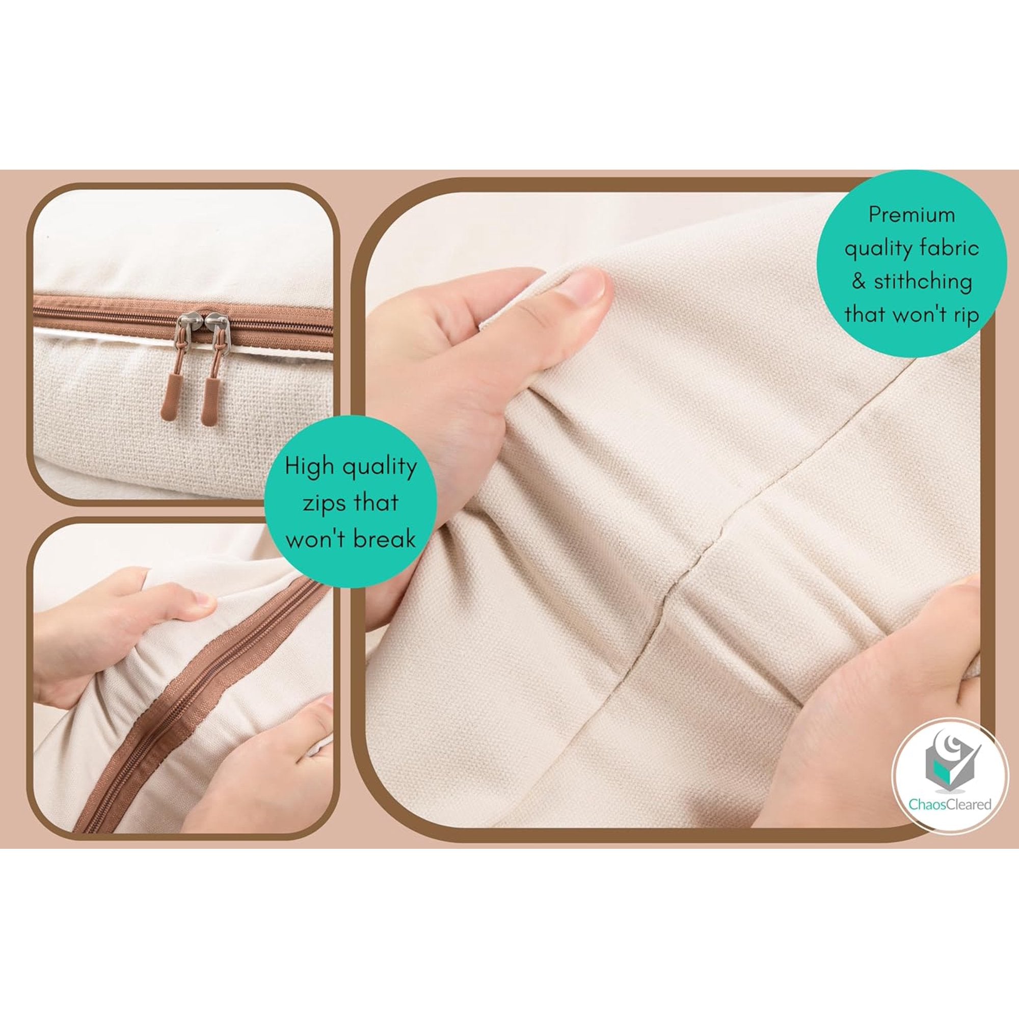 Canvas Clothing Storage 2 Bags Clothes Organizer with Zip Window X25787