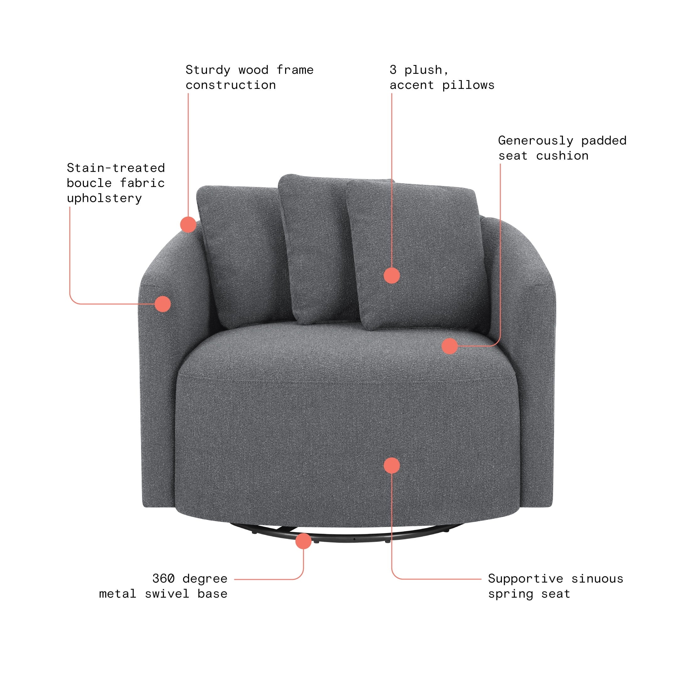 Charcoal Accent Chair A3207