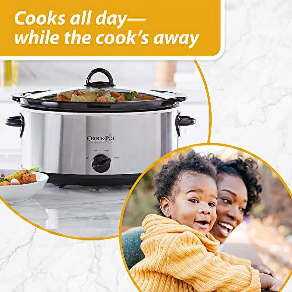 7 Quart Oval Manual Slow Cooker, Stainless Steel Z905