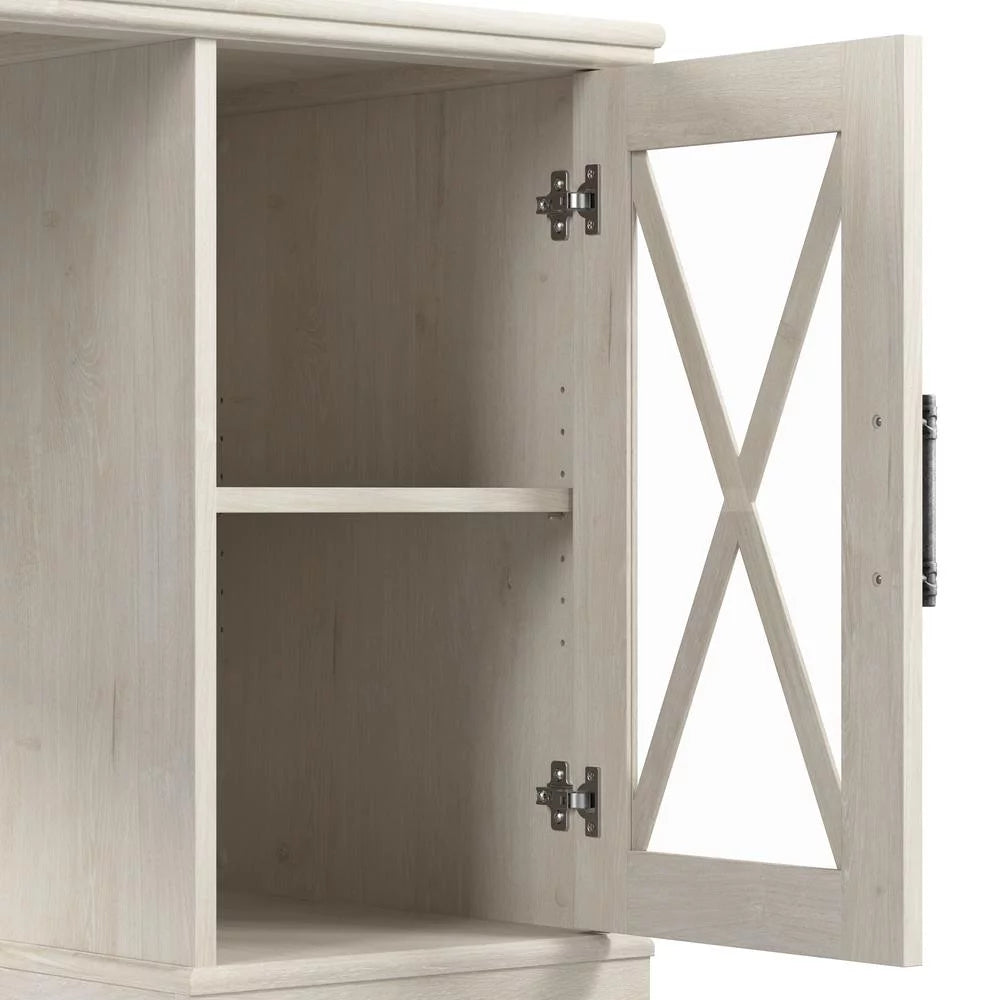 L-shaped Engineered Wood Desk in Linen White Oak E3370