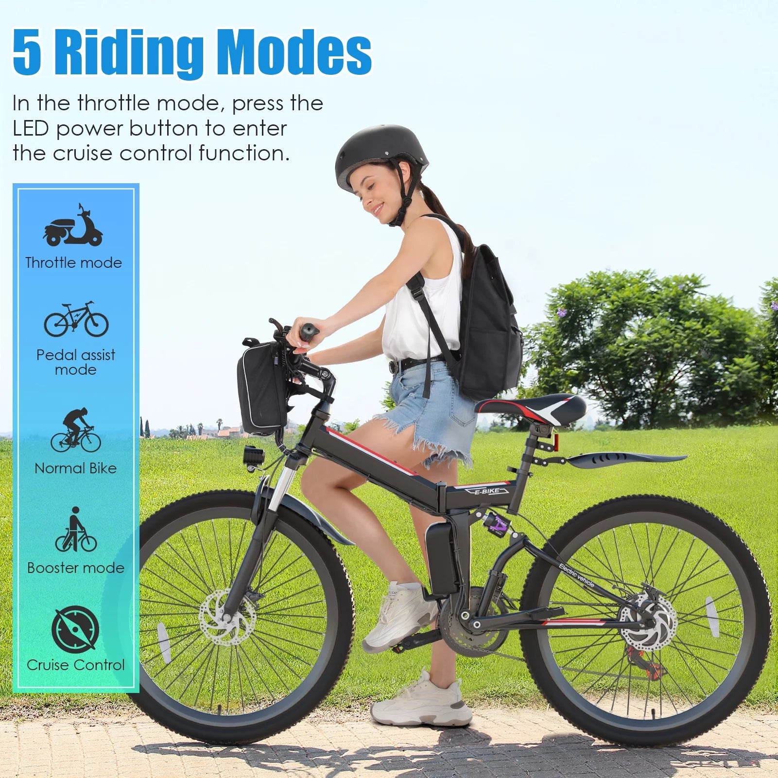 Folding Electric Mountain Bike for Adults, 48V 7.8Ah, 21 Speed Q480915