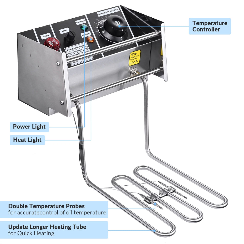 Electric Deep Fryer 20L Stainless Steel Commercial R890