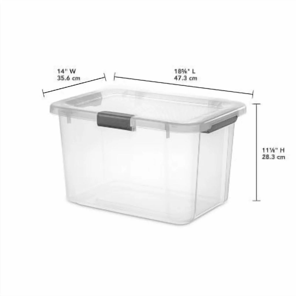 Plastic Storage Tote with Hinged Lid and Handles, Stackable C77941