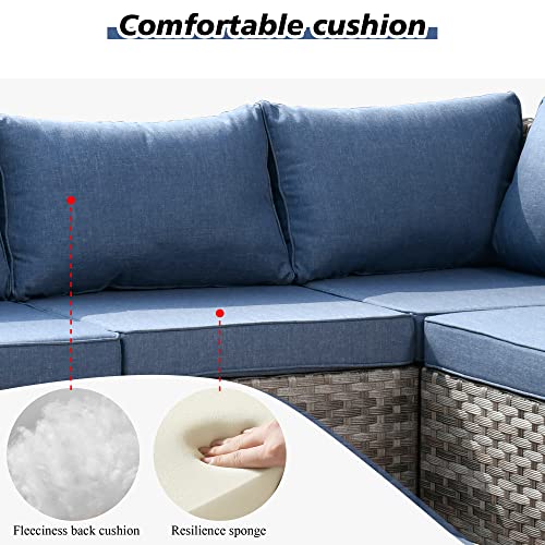 Outdoor Patio Sectional Sofa Set with Swivel Rocking Chair, 8 Piece Wicker Couch D37419