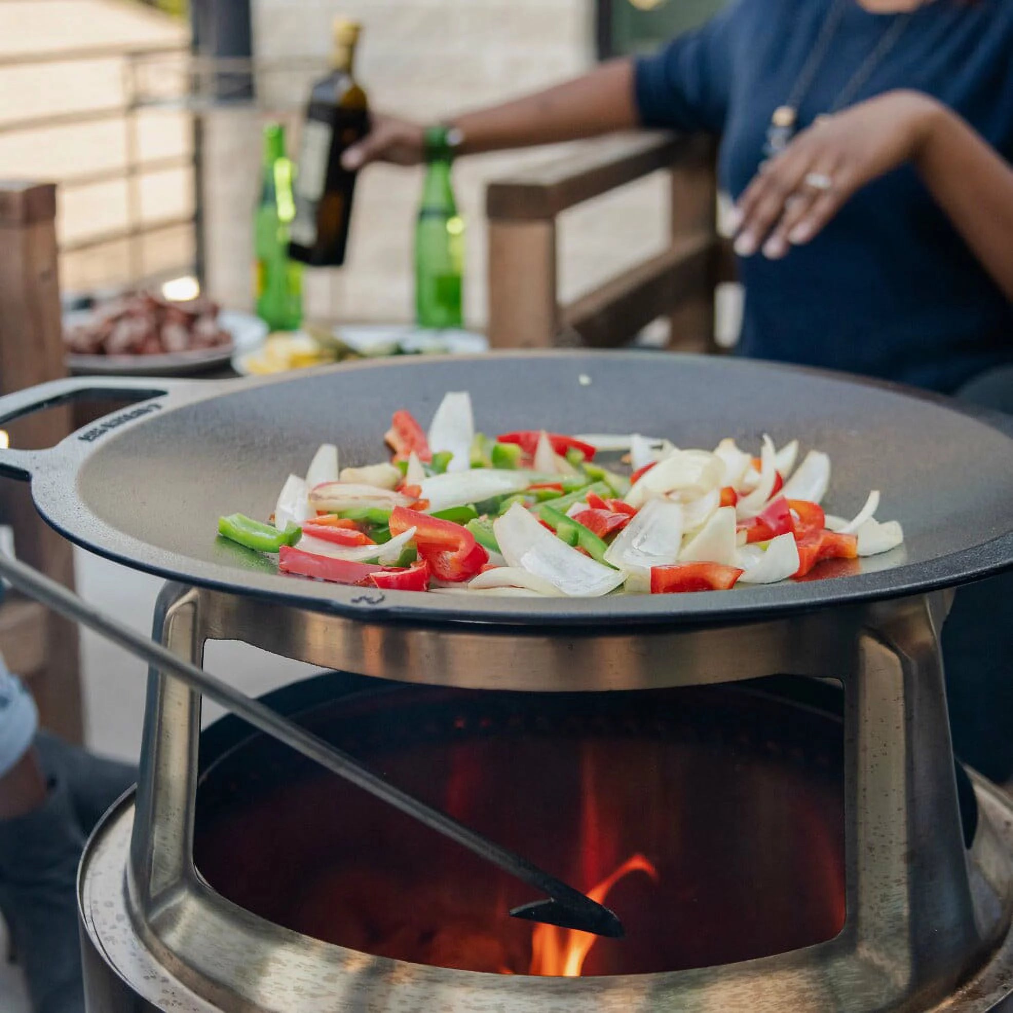 Cast Iron Wok Top for Fire Pit, 18 Inch Stir Fry Pan A942