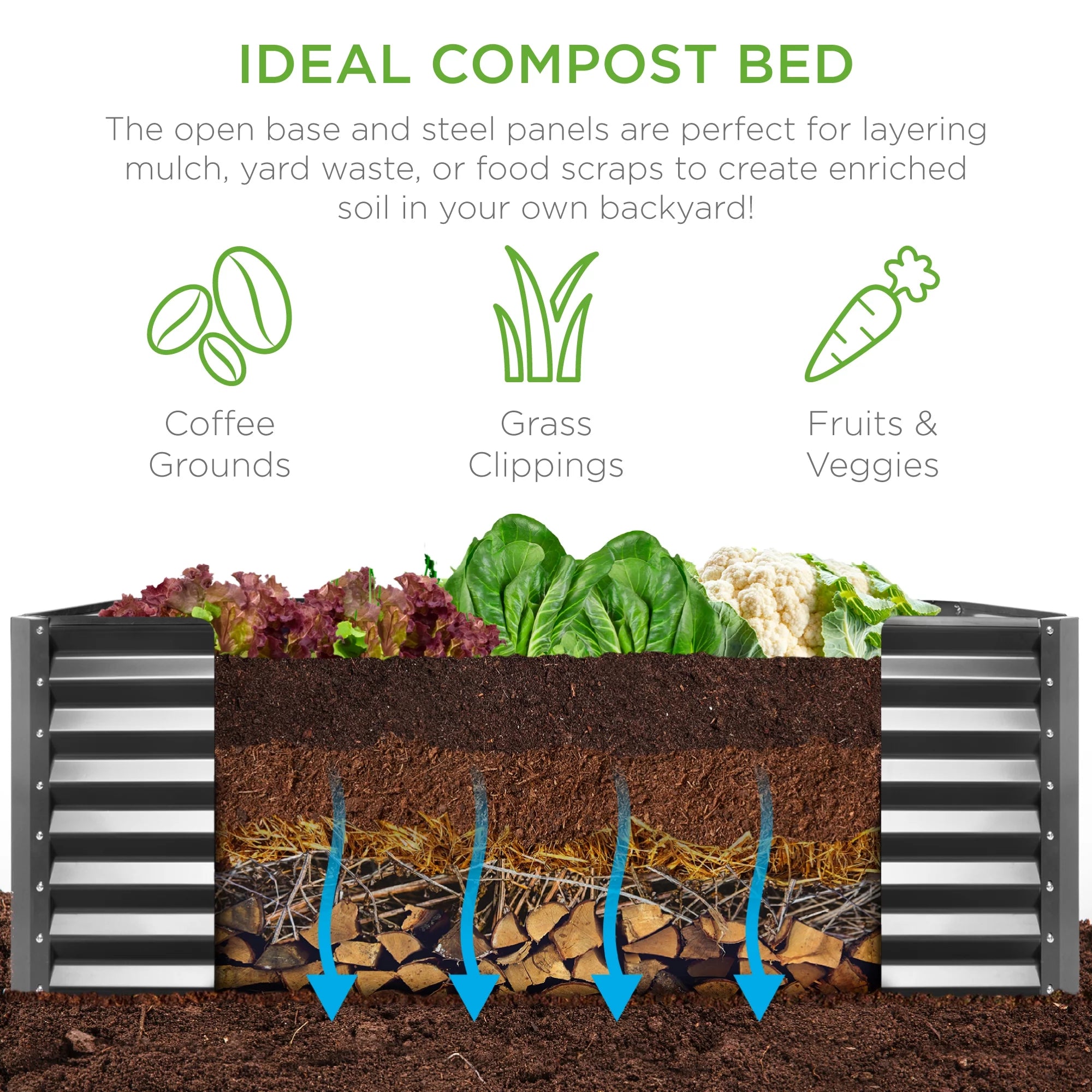Outdoor Metal Raised Garden Bed for Vegetables, Flowers, Herbs Y304