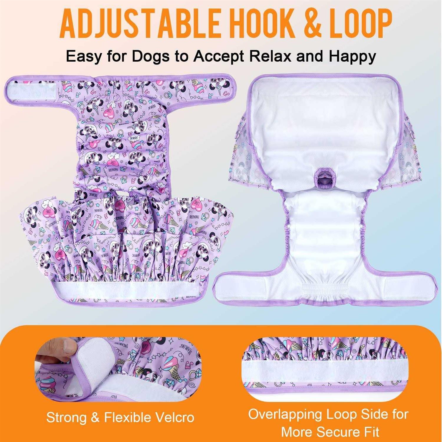 Washable Dog Diapers for Female Dogs, 3 Pack, Reusable Leak-Proof Puppy Diapers R3873