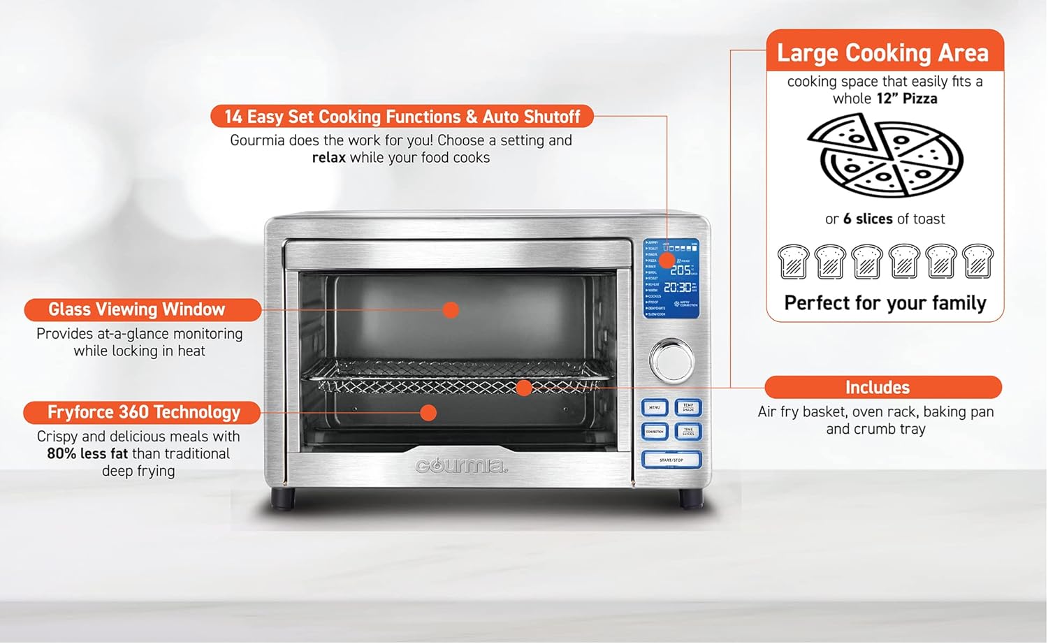 Digital Stainless Steel Toaster Oven Air Fryer D246