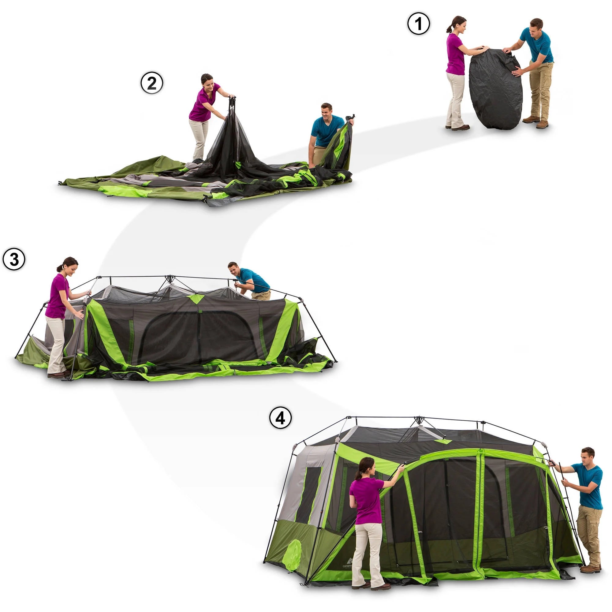 14 x 13.5 ft 9 Person 2 Room Instant Cabin Tent with Screen Room M8539