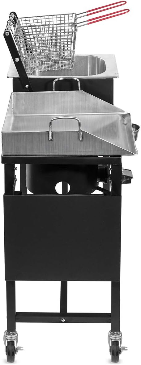 Outdoor Dual Burner Propane Stove with Side Shelves S943