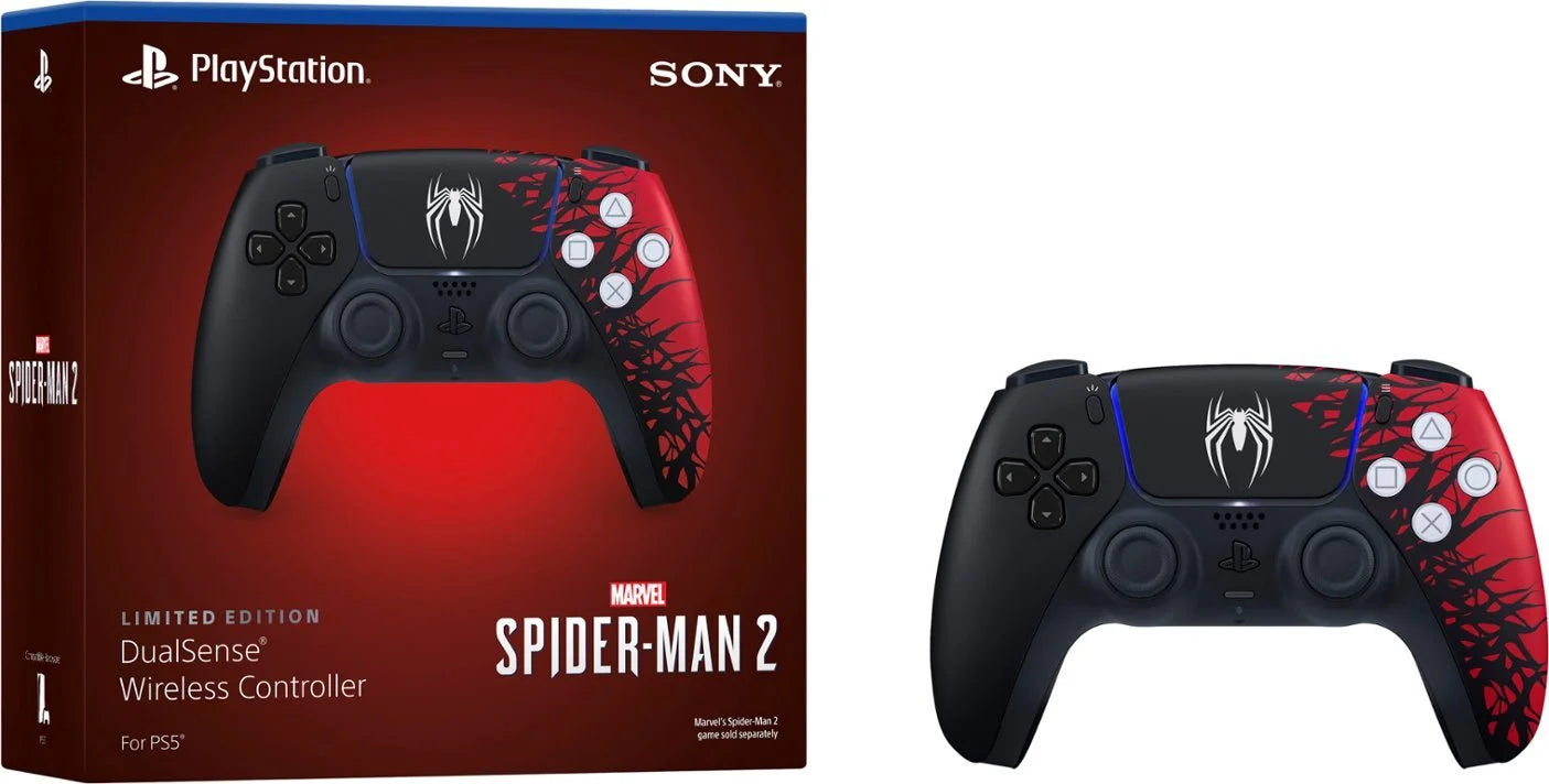 PS5 Disc Edition Console with Spider-Man 2 Game and Two DualSense Controllers Z870