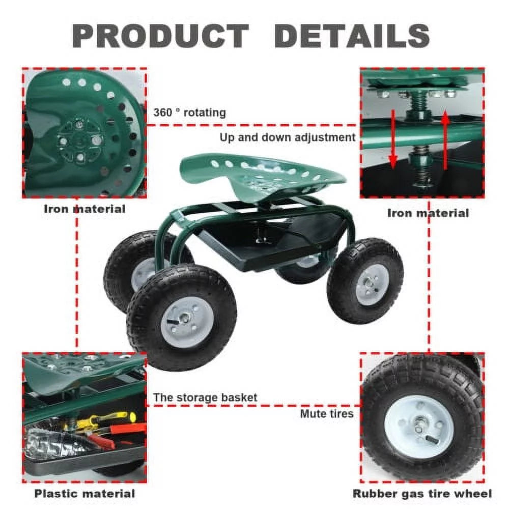Gardening Seat Cart with Swivel Wheels O2652