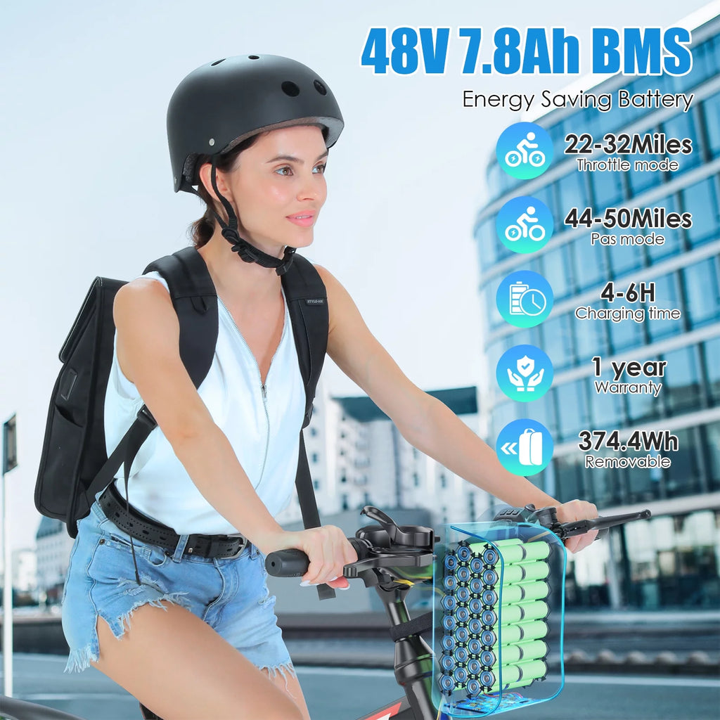 Folding Electric Mountain Bike for Adults, 48V 7.8Ah, 21 Speed Q480915