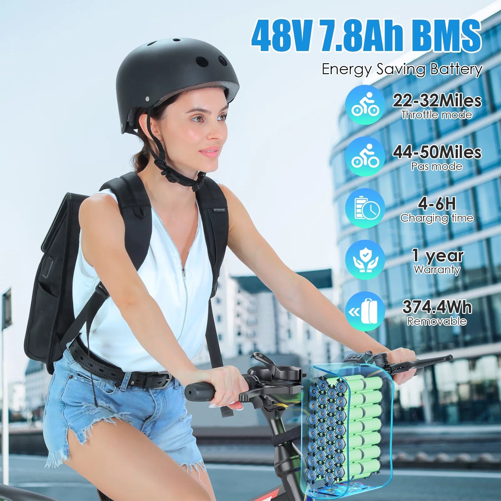 Folding Electric Mountain Bike for Adults, 48V 7.8Ah, 21 Speed Q480915