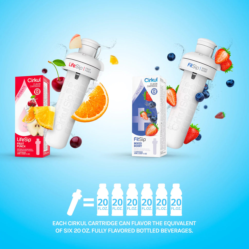 22oz Stainless Steel Water Bottle Starter Kit with 2 Flavor Cartridges W741849