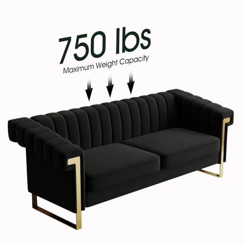 83" Velvet 3-Seater Tufted Sofa with Solid Wood Frame D633612