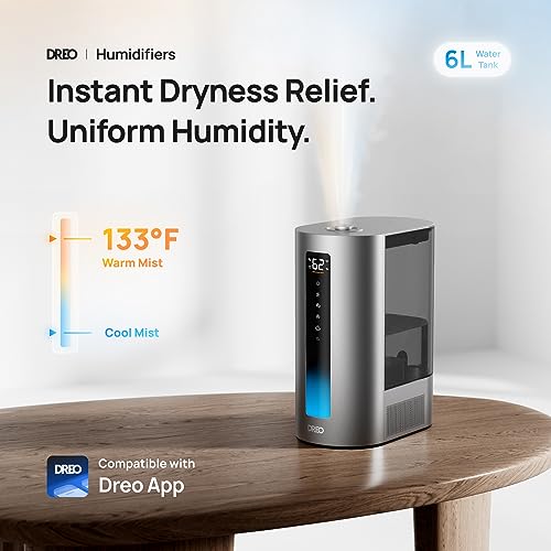6L Warm & Cool Mist Humidifier for Bedroom, 60Hr Quiet Runtime P6813