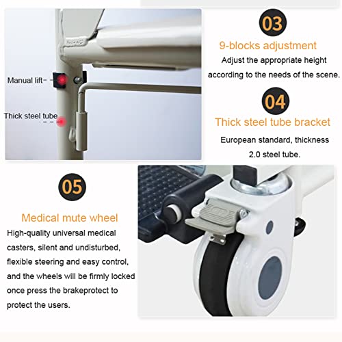 Patient Lift Wheelchair for Home, Nursing Elderly Transfer Lifter with 180° Split Seat, 200 Lbs Capacity F54674