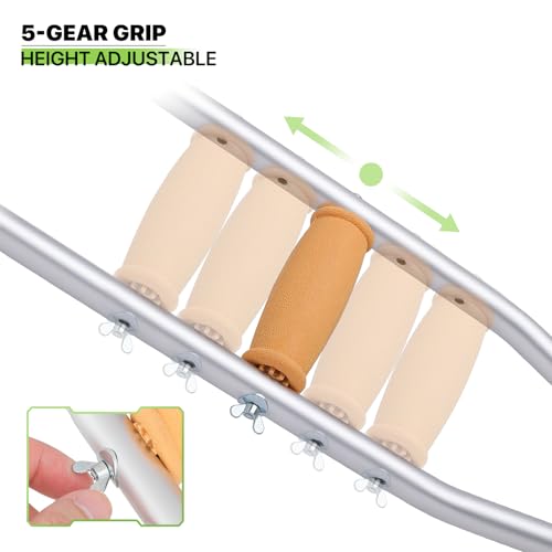 Aluminum Underarm Crutches for Adults, Adjustable Lightweight, Medium I82704