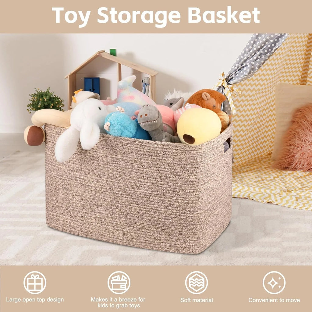 Cotton Rope Storage Basket, Oversized Blanket Basket for Living Room, Bedroom, Nursery F8776