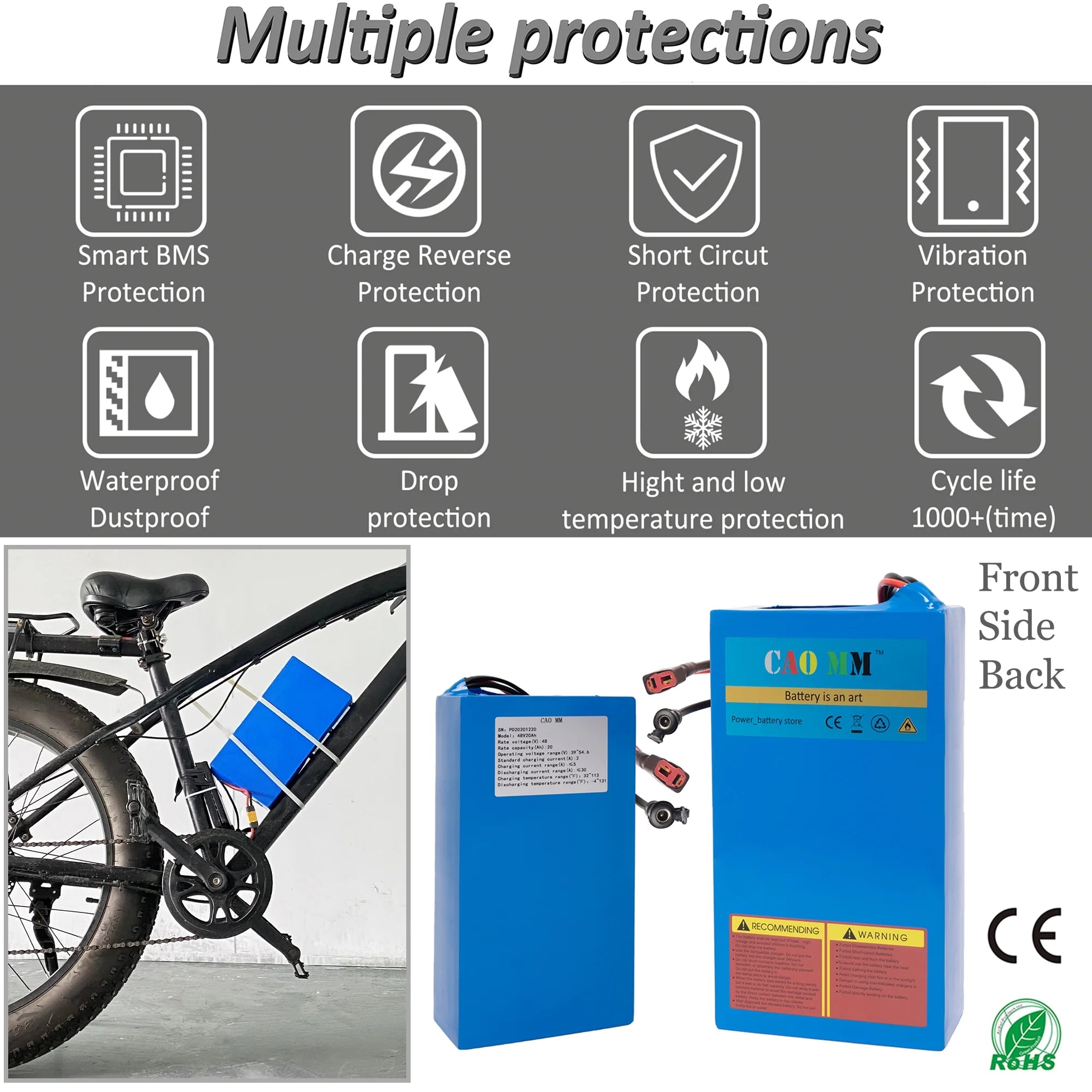 48V 20Ah Lithium Ebike Battery with Charger R3453