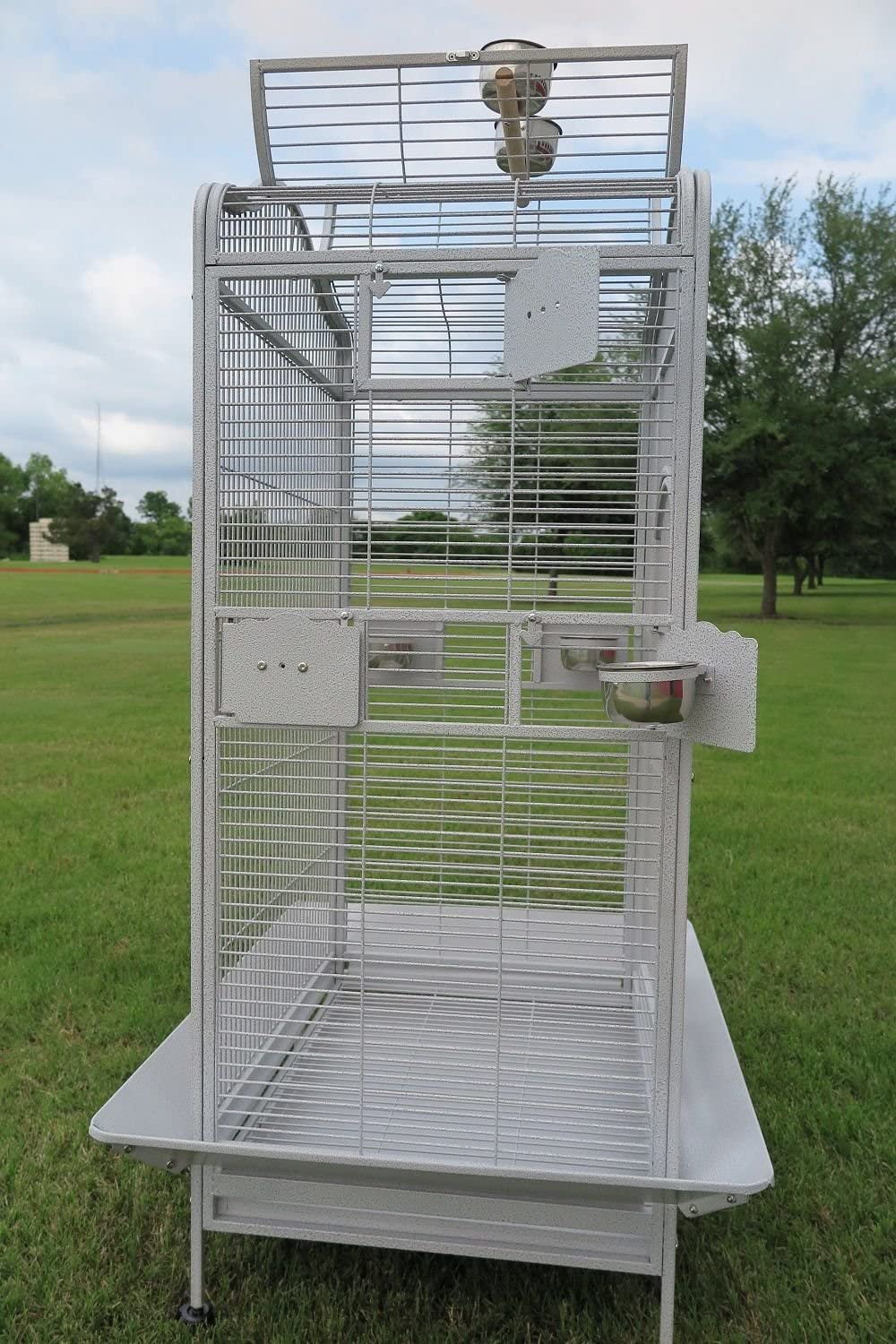 Extra Large Wrought Iron Open Play Top Bird Cage Stand with Rolling Stand J433