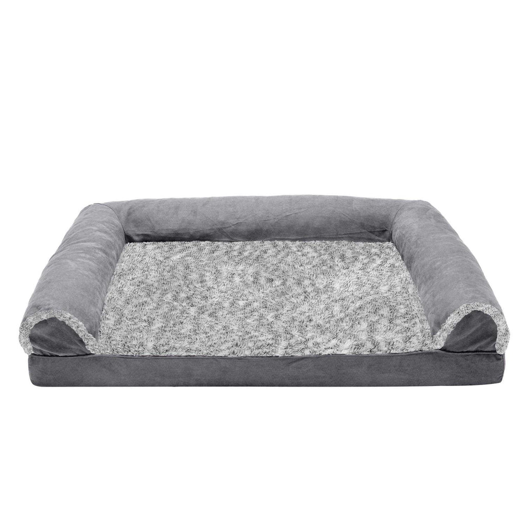 Orthopedic Sofa Dog Bed with Faux Fur Suede I89305