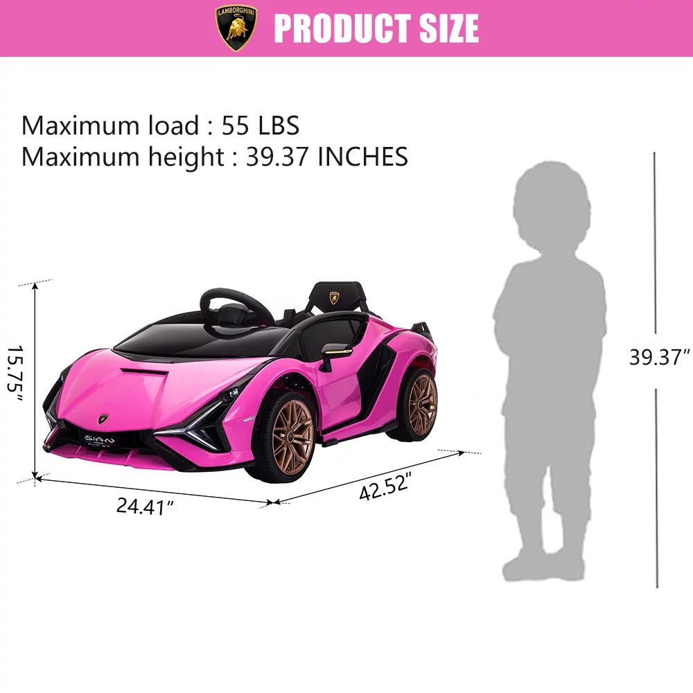 Pink Ride On Sports Car with Remote Control, 12V Electric Battery Powered Toy for Kids R977501
