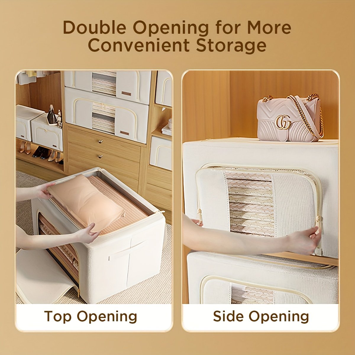 Steel Frame Storage Bins with Clear Window, Foldable Stackable, 2-Pack X90753