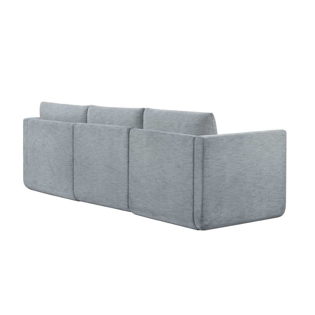 Modular Sectional Sofa with Ottoman, Gray Fabric R869