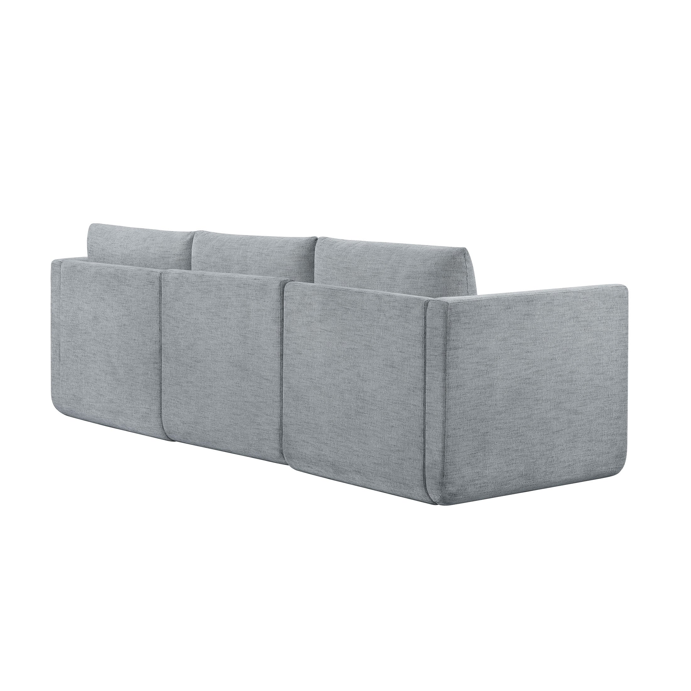 Modular Sectional Sofa with Ottoman, Gray Fabric R869