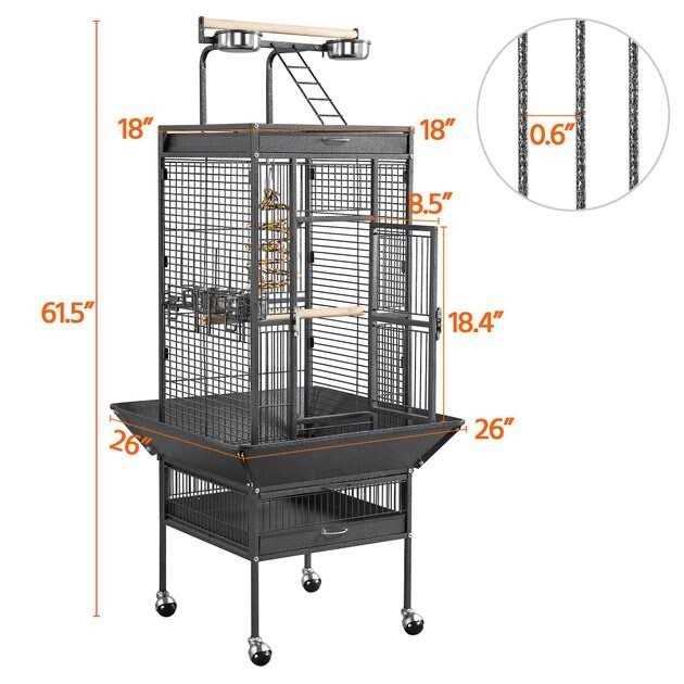 Rolling Parrot Cage with Playtop B532856