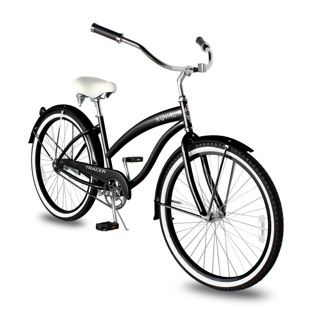 2023 TRACER Nova Beach Cruiser Bike for Women, 26 Inch Wheels, Hi Ten Steel Frame, 1 Speed, Coaster Brake, Hybrid Bike for Adults, Complete Cruiser Bikes, Matte Black Color