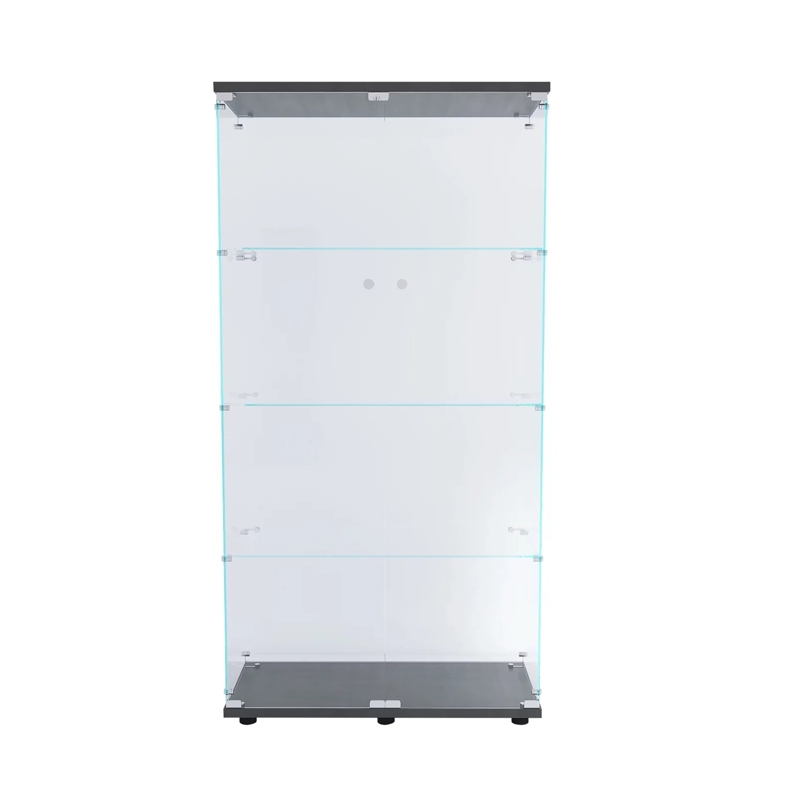 Glass Cabinet with 2 Clear Doors, 4 Shelves, 64" High, Black L954464
