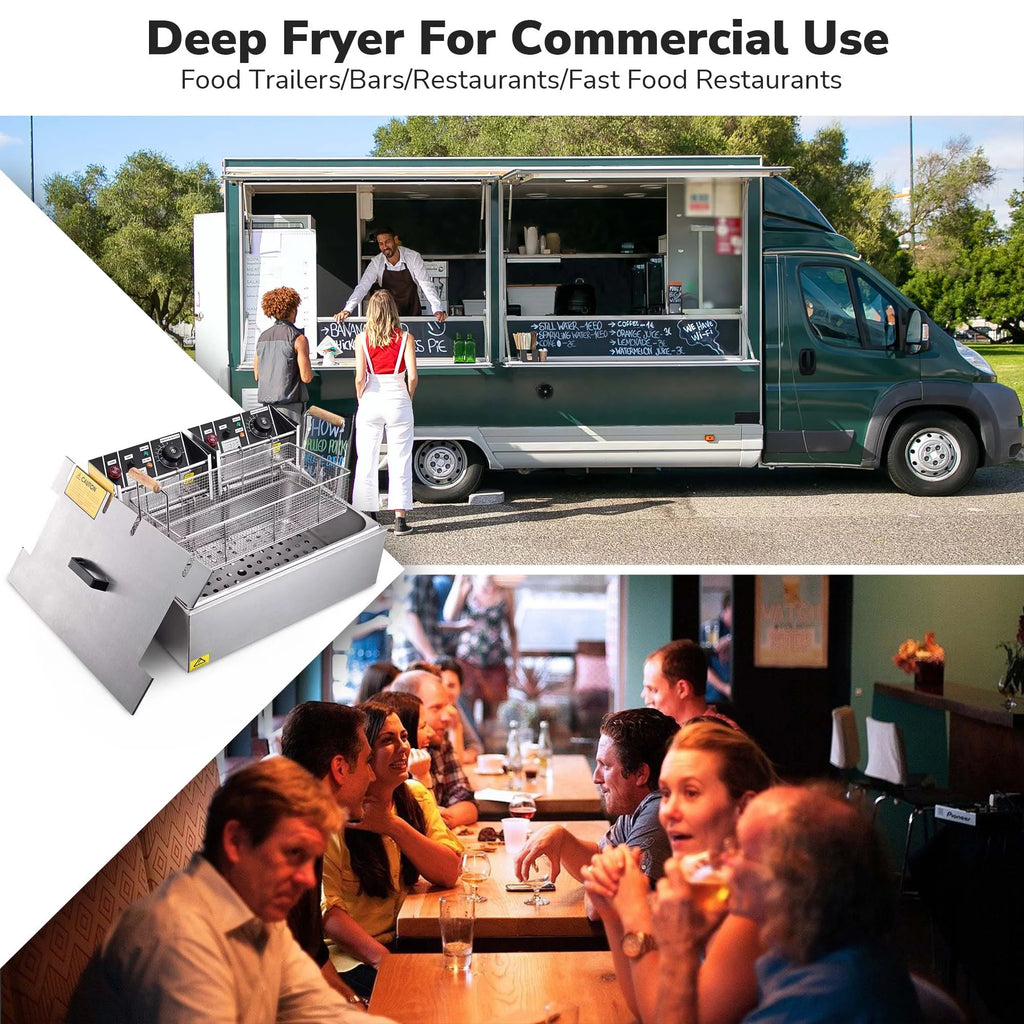 Electric Deep Fryer 20L Stainless Steel Commercial R890