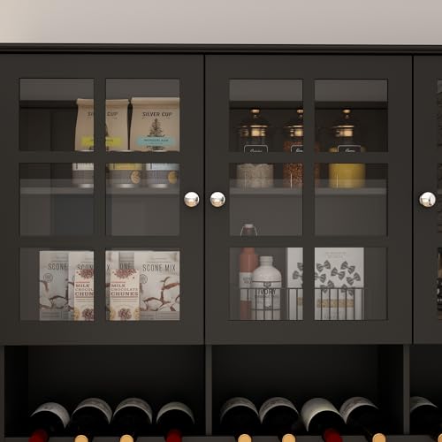 Modern Kitchen Pantry with Glass Doors and Adjustable Shelves Y512121