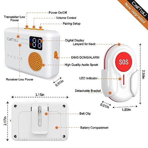 Wireless Call Button for Elderly Monitoring with 2 Receivers and 2 SOS Buttons Y9436