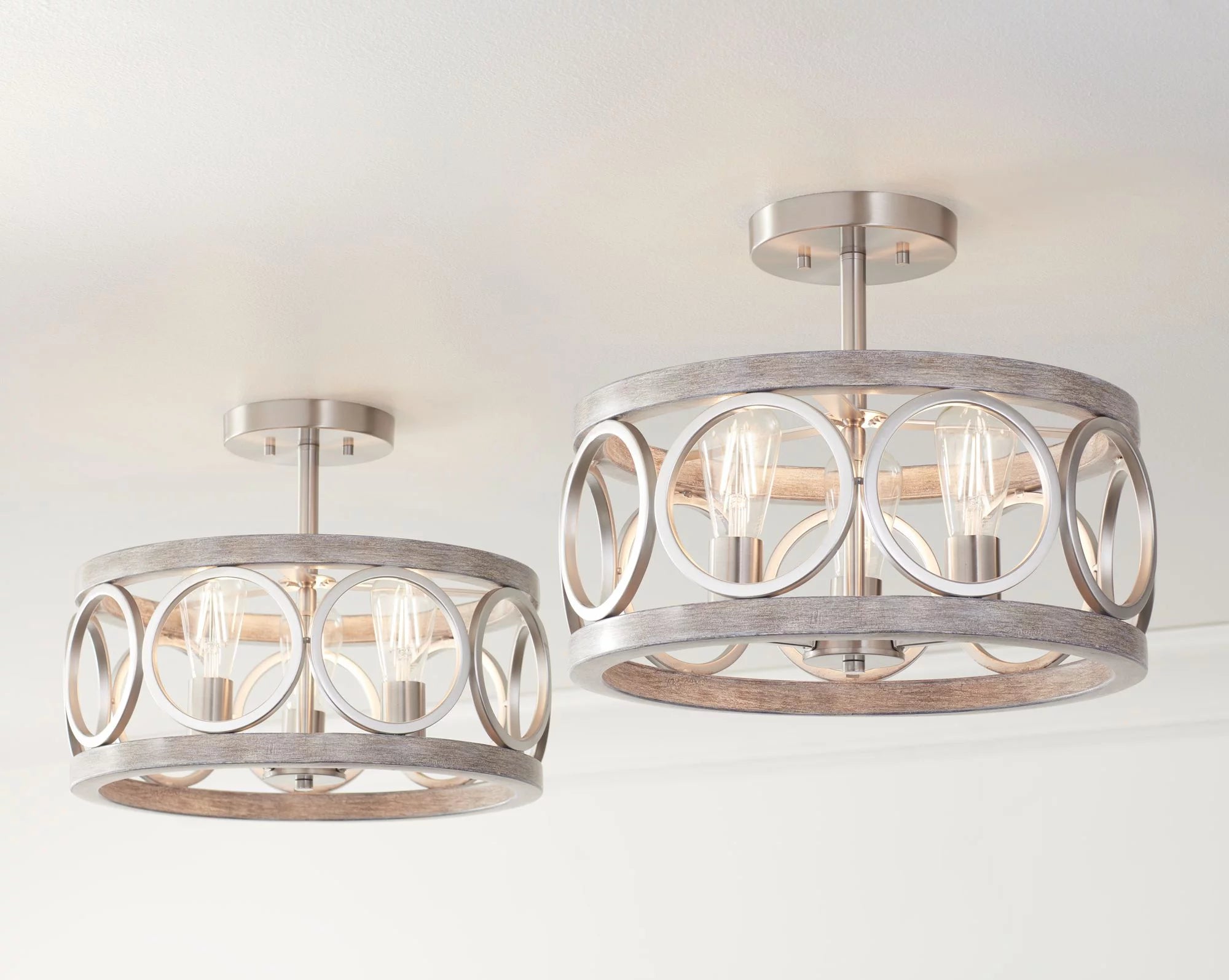 Rustic Farmhouse Semi Flush Mount Ceiling Light 16" Wide 3-Light LED Y84114