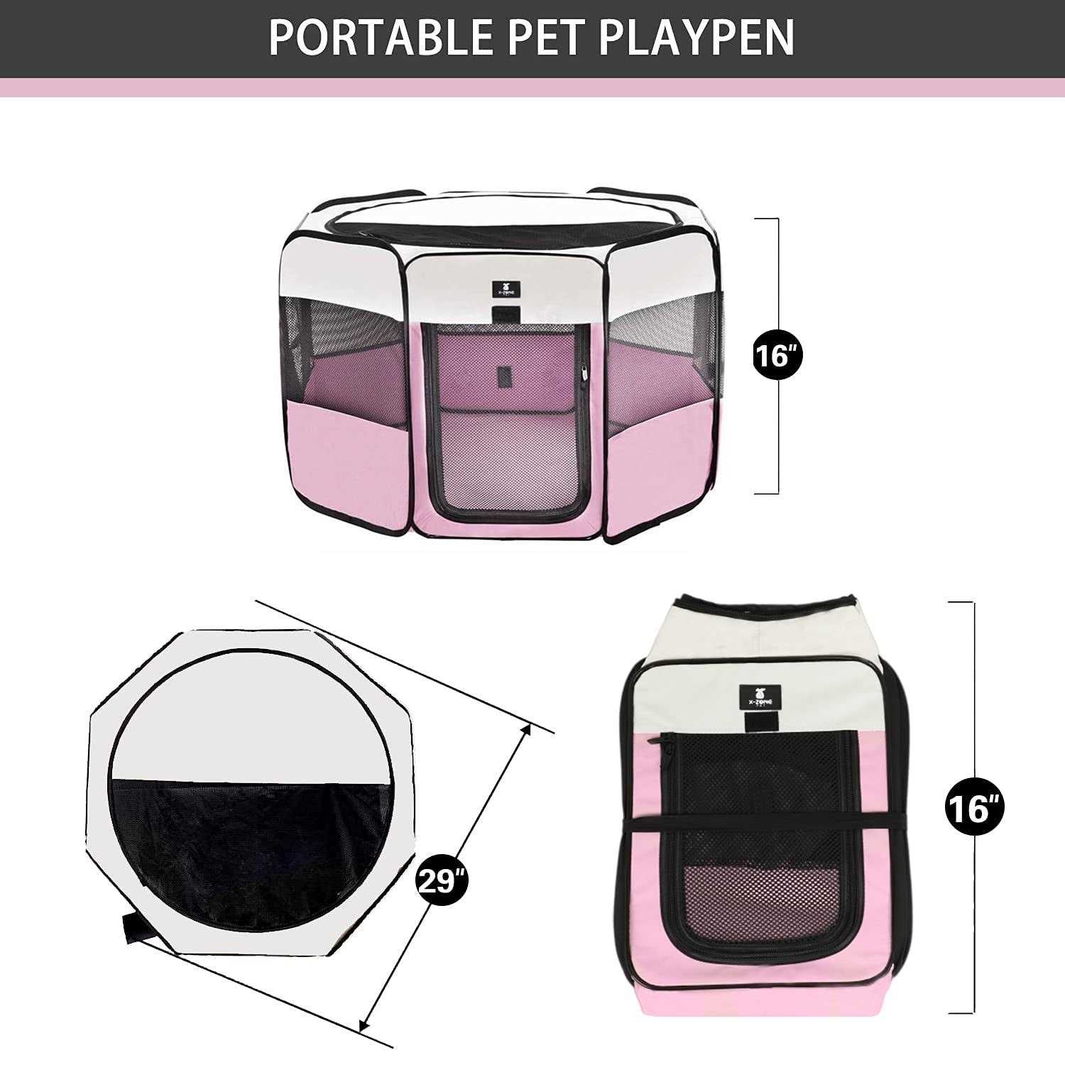 Foldable Pet Playpen with Removable Top for Indoor Outdoor Use L512