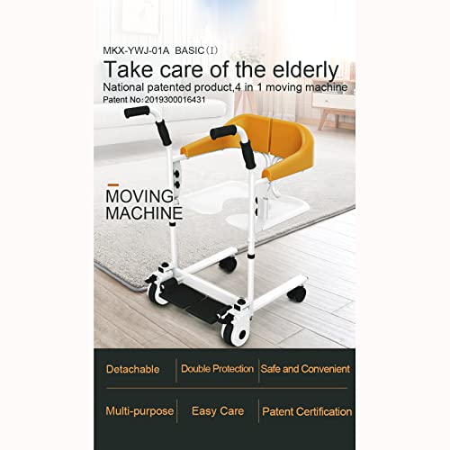 Patient Lift Wheelchair for Home, Nursing Elderly Transfer Lifter with 180° Split Seat, 200 Lbs Capacity F54674